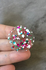 Green + Pink “Sorority Party” Boho Confetti Acrylic Resin Beads, round cutout 30mm Earring Necklace pendant one hole DIY blanks acetate