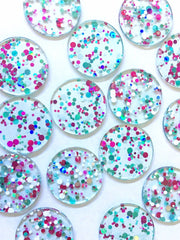 Green + Pink “Sorority Party” Boho Confetti Acrylic Resin Beads, round cutout 30mm Earring Necklace pendant one hole DIY blanks acetate