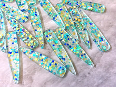 Mint + Blue “Shoreline Party” Boho Confetti Acrylic Resin Beads, teardrop cutout 56mm Earring Necklace pendant bead DIY blanks acetate
