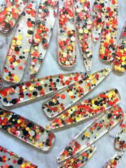 Black + Red “Graduation Party” Boho Confetti Acrylic Resin Beads teardrop 56mm Earring Necklace pendant bead 1 hole DIY blanks acetate