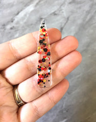 Black + Red “Graduation Party” Boho Confetti Acrylic Resin Beads teardrop 56mm Earring Necklace pendant bead 1 hole DIY blanks acetate