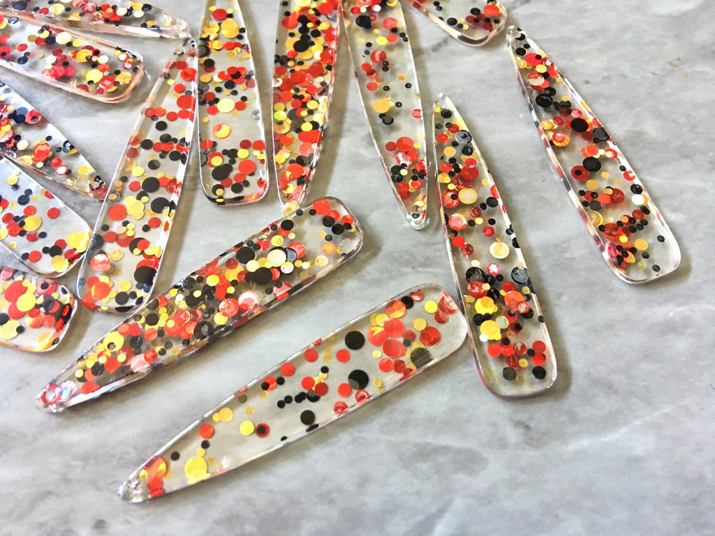 Black + Red “Graduation Party” Boho Confetti Acrylic Resin Beads teardrop 56mm Earring Necklace pendant bead 1 hole DIY blanks acetate