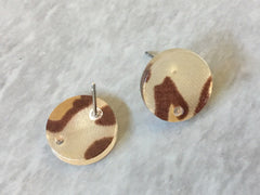 13mm Animal Print round post earring circle blanks drop stud earring, silver dangle DIY earring mod making round earrings Leopard cheetah