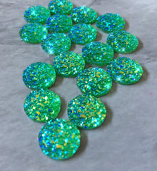 12mm Druzy Cabochons, GREEN sparkle jewelry making kit, earring set, diy jewelry, druzy studs, 12mm Druzy, cabochon, stud earrings green