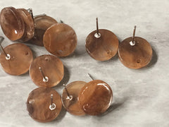 Brown Cocoa 13mm post earring blanks, brown drop earring, gold stud earring, gold jewelry, acrylic dangle DIY earring making round