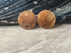 Brown Cocoa 13mm post earring blanks, brown drop earring, gold stud earring, gold jewelry, acrylic dangle DIY earring making round