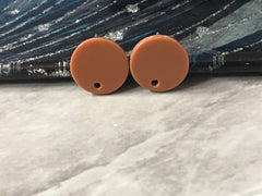 Brown 13mm post earring blanks, brown drop earring, gold stud earring, gold jewelry, acrylic dangle DIY earring making round fall colors