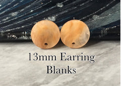 Champagne Swirl 13mm post earring blanks, brown drop earring, gold stud earring, gold jewelry, acrylic dangle DIY earring making round