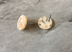 15mm champagne tan post earring blanks drop earring, gold stud earring, gold jewelry, tan dangle DIY earring making round cream clear resin