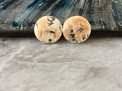 15mm champagne tan post earring blanks drop earring, gold stud earring, gold jewelry, tan dangle DIY earring making round cream clear resin