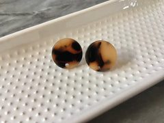 16mm blonde tortoise post earring blanks drop earring, stud earring jewelry dangle DIY earring making round resin, brown tan earrings