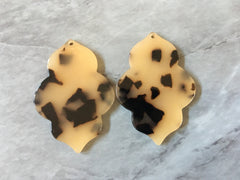 Blonde Tortoise Shell Pendant Crackle Beads, teardrop cutout acrylic 47mm Earring Necklace pendant bead one hole at top, colorful acrylic
