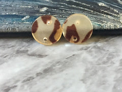 13mm Animal Print round post earring circle blanks drop stud earring, silver dangle DIY earring mod making round earrings Leopard cheetah