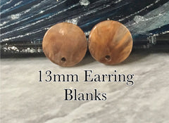 Brown Cocoa 13mm post earring blanks, brown drop earring, gold stud earring, gold jewelry, acrylic dangle DIY earring making round
