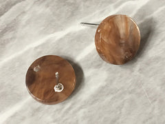 Brown Cocoa 13mm post earring blanks, brown drop earring, gold stud earring, gold jewelry, acrylic dangle DIY earring making round