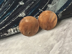 Brown Cocoa 13mm post earring blanks, brown drop earring, gold stud earring, gold jewelry, acrylic dangle DIY earring making round