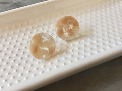 15mm champagne tan post earring blanks drop earring, gold stud earring, gold jewelry, tan dangle DIY earring making round cream clear resin