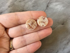 15mm champagne tan post earring blanks drop earring, gold stud earring, gold jewelry, tan dangle DIY earring making round cream clear resin