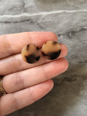 16mm blonde tortoise post earring blanks drop earring, stud earring jewelry dangle DIY earring making round resin, brown tan earrings