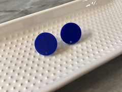 15mm royal blue post earring blanks drop earring, stud earring jewelry dangle DIY earring making round resin, dark blue earrings