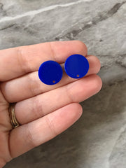 15mm royal blue post earring blanks drop earring, stud earring jewelry dangle DIY earring making round resin, dark blue earrings