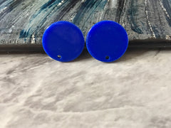 15mm royal blue post earring blanks drop earring, stud earring jewelry dangle DIY earring making round resin, dark blue earrings
