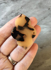 Blonde Tortoise Shell Pendant Crackle Beads, teardrop cutout acrylic 47mm Earring Necklace pendant bead one hole at top, colorful acrylic