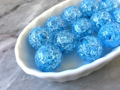 Blue Ice Crackle 20mm Beads, winter bracelet necklace earrings, jewelry making bangle beads Xmas holiday Christmas baby blue