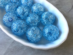 Blue Ice Crackle 20mm Beads, winter bracelet necklace earrings, jewelry making bangle beads Xmas holiday Christmas baby blue