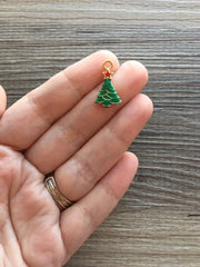 Christmas Tree Charms 20mm, Wire Bangle Beads, Christmas Jewelry, Bubblegum Bead Necklace, Christmas jewelry evergreen tree