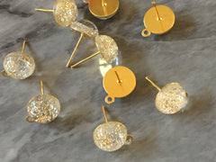Silver & Gold 14mm post earring circle blanks, gold drop earring, gold stud earring, gold jewelry, gold dangle DIY earring making metallic