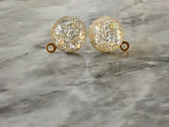 Silver & Gold 14mm post earring circle blanks, gold drop earring, gold stud earring, gold jewelry, gold dangle DIY earring making metallic