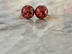 Red & Gold 14mm post earring circle blanks, gold drop earring, gold stud earring, gold jewelry, gold dangle DIY earring making metallic