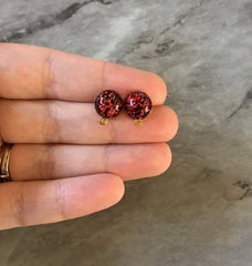 Red & Gold 14mm post earring circle blanks, gold drop earring, gold stud earring, gold jewelry, gold dangle DIY earring making metallic