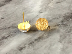 Gold 14mm post earring circle blanks, gold drop earring, gold stud earring, gold jewelry, gold dangle DIY earring making metallic
