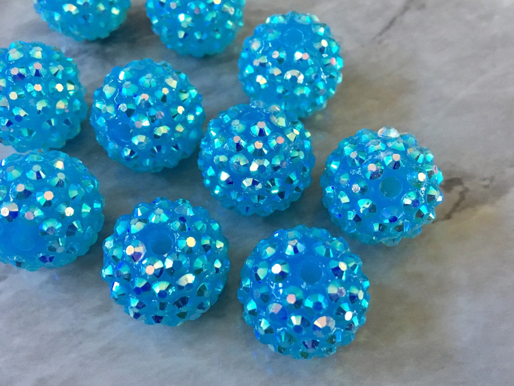 Rhinestone Blue 16mm Beads, winter Crystal bracelet necklace earrings, jewelry making bangle beads diamond rainbow turquoise