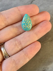 Gold Painted Teal Blue 19mm Beads, Beads for Bangle Making or Jewelry Making, chunky beads, statement turquoise beads necklace