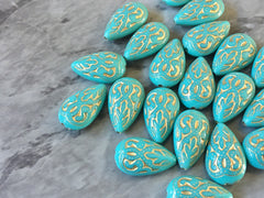 Gold Painted Teal Blue 19mm Beads, Beads for Bangle Making or Jewelry Making, chunky beads, statement turquoise beads necklace