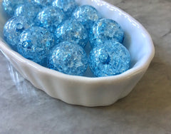 Blue Ice Crackle 20mm Beads, winter bracelet necklace earrings, jewelry making bangle beads Xmas holiday Christmas baby blue