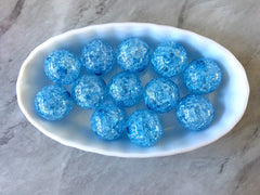 Blue Ice Crackle 20mm Beads, winter bracelet necklace earrings, jewelry making bangle beads Xmas holiday Christmas baby blue