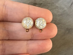 Silver & Gold 14mm post earring circle blanks, gold drop earring, gold stud earring, gold jewelry, gold dangle DIY earring making metallic