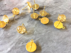 Gold 14mm post earring circle blanks, gold drop earring, gold stud earring, gold jewelry, gold dangle DIY earring making metallic