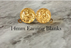Gold 14mm post earring circle blanks, gold drop earring, gold stud earring, gold jewelry, gold dangle DIY earring making metallic