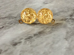 Gold 14mm post earring circle blanks, gold drop earring, gold stud earring, gold jewelry, gold dangle DIY earring making metallic