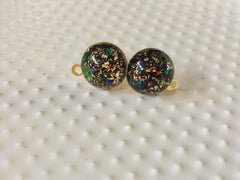 Black & Gold 14mm post earring circle blanks, gold drop earring, gold stud earring, gold jewelry, gold dangle DIY earring making metallic