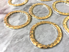 Gold Circle Chunky 35mm 1 hole for earrings, gold circle blanks, DIY gold earring jewelry round gold earrings, geometric boho long necklace