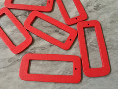 Laser Cut XL Red rectangle Cutout, Mod wood Beads, Wood earrings, Tassel Necklace Charm Jewelry focal point, 1 Hole blanks