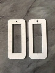 Laser Cut XL White rectangle Cutout, Mod wood Beads, Wood earrings, Tassel Necklace Charm Jewelry focal point, 1 Hole blanks