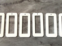 Laser Cut XL White rectangle Cutout, Mod wood Beads, Wood earrings, Tassel Necklace Charm Jewelry focal point, 1 Hole blanks