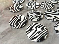 Animal print Beads, circle cutout acrylic 30mm Earring Necklace pendant bead one hole top, white black zebra print, black swirl 1 hole